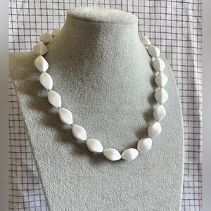 Vintage Classic White Plastic Bead Necklace